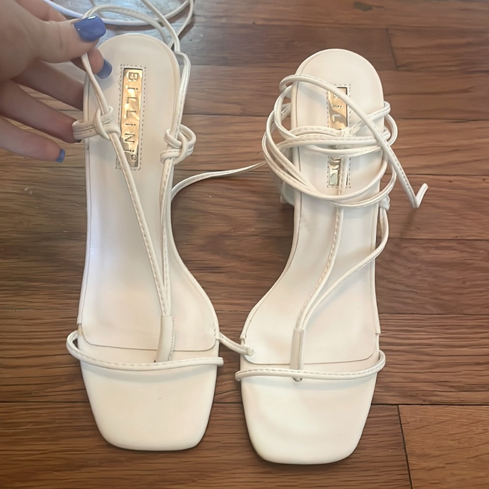 NEVER WORN BILLINI lace up white heels size 7